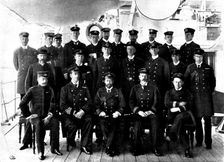 The Duke of York and his officers on board the "Crescent", 1898. Creator: Russell & Sons