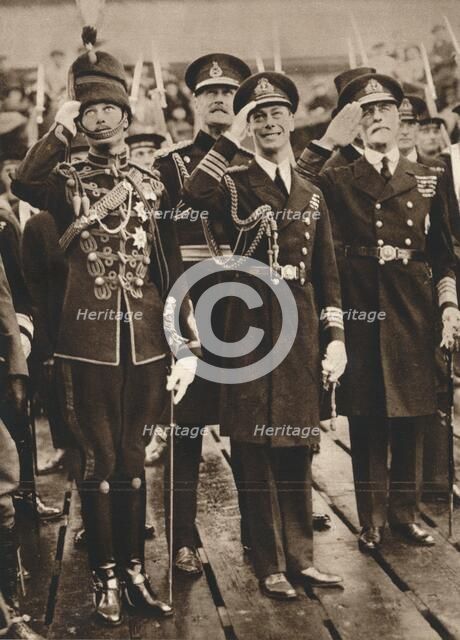 The Duke of York and Prince Henry welcoming the Prince of Wales at Portsmouth', 1925. Artist: Unknown.