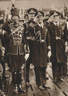 The Duke of York and Prince Henry welcoming the Prince of Wales at Portsmouth 1925