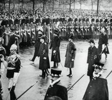 The Duke of York in King George V's funeral procession, 1936, (1937)