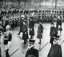 The Duke of York in King George V's funeral procession, 1936, (1937)