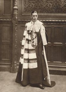 The Duke of York in robes of the House of Lords 1920. Artist: Vandyk