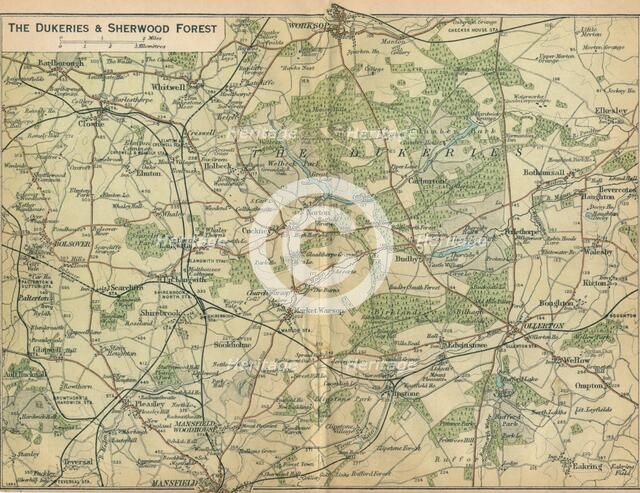 'The Dukeries & Sherwood Forest', c20th Century. Artist: John Bartholomew.