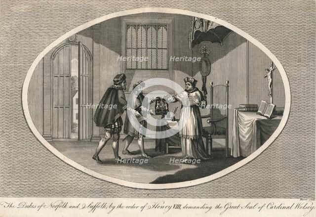 The Dukes of Norfolk and Suffolk demanding the Great Seal of Cardinal Wolsey, 1529 (1793). Artist: Unknown.