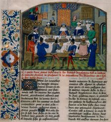 The Dukes of York, Gloucester and Ireland dine with Richard II, 15th century. Creator: Unknown
