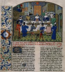 The Dukes of York, Gloucester and Ireland dine with Richard II, 15th century. Creator: Unknown