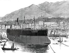 The Duilio, Italian Ironclad, recently launched at Castellamare, Bay of Naples, 1876. Creator: Unknown