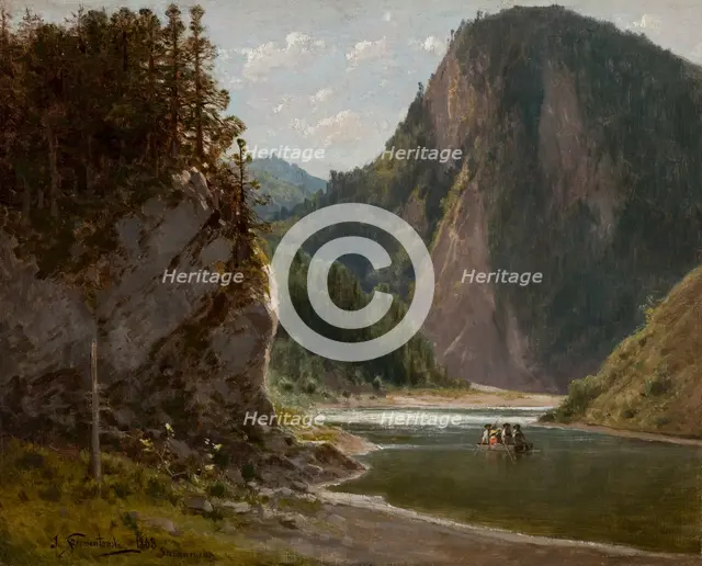 The Dunajec River in the Pieniny Mountains, 1868. Creator: Jozef Szermentowski.