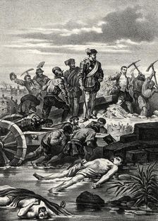 The Dutch opening the locks and breaking the dams of Lissel and Mossa rivers