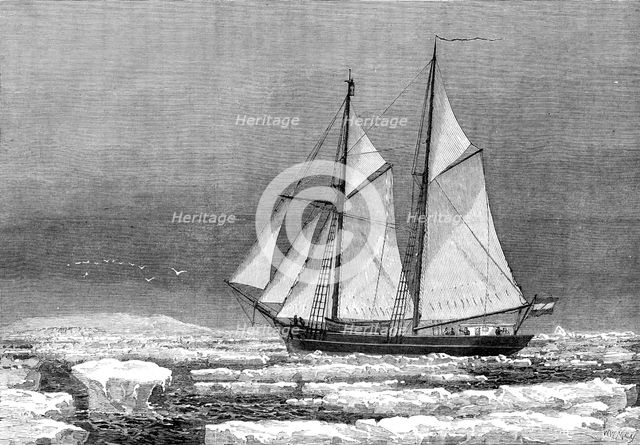 The Dutch Arctic Expedition: schooner Willem Barents sighting Franz Joseph Land, Sept. 7, 1870, 1880 Creator: Unknown.