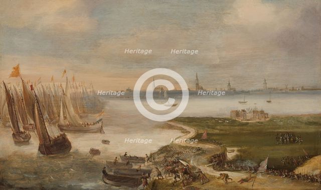 The Dutch Defeat at the Blokkersdijk, near Antwerp, 1605, c.1610-c.1615. Creator: Anon.