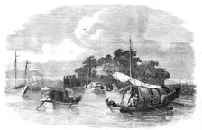 The Dutch Folly Fort, Canton River - from a painting by a Chinese artist, 1857. Creator: Unknown