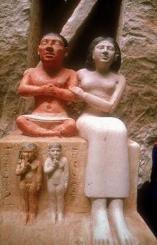 The dwarf Seneb with his wife and two children, Giza, 5th Dynasty