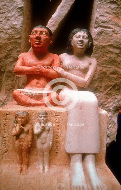 The dwarf Seneb with his wife and two children, Giza, 5th Dynasty. Artist: Unknown