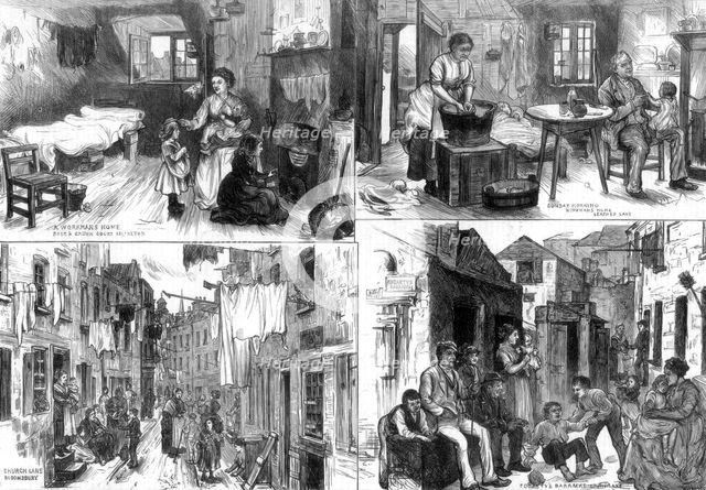 The dwellings of the poor in London, 1875. Artist: Unknown