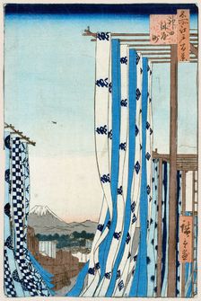 The Dyers District in Kanda (One Hundred Famous Views of Edo), 1856-1858. Creator: Hiroshige, Utagawa (1797-1858)