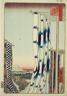 The Dyers Quarter in Kanda (Kanda Kon'ya-cho), from the series "One Hundred Famous..., 1857. Creator: Ando Hiroshige