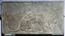 The Dying Lion a stone panel from Nineveh, northern Iraq, Neo-Assyrian, c645 BC