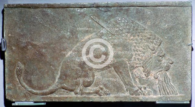 'The Dying Lion', a stone panel from Nineveh, northern Iraq, Neo-Assyrian, c645 BC. Artist: Unknown