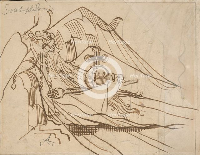 The Dying Svatopluk, 1880-1890. Creator: Mikolas Ales.