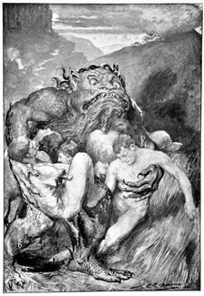 The Daemon of evil, with his fierce ravening, greedily grasped them 1910. Creator: John Henry Frederick Bacon