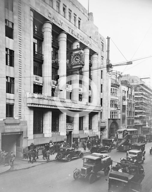The Daily Telegraph building, Fleet Street, City of Westminster, London, early 1930s.  Creator: George Davison Reid.
