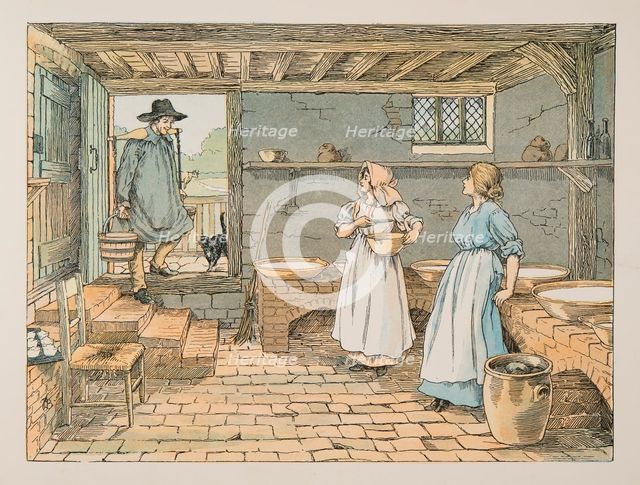 The Dairyman, from Four and Twenty Toilers, pub. 1900 (colour lithograph)