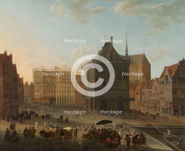 The Dam in Amsterdam with the new Town Hall under Construction, 1652-1689. Creator: Jacob van der Ulft (attributed to).