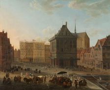 The Dam in Amsterdam with the new Town Hall under Construction, 1652-1689. Creator: Jacob van der Ulft (attributed to)