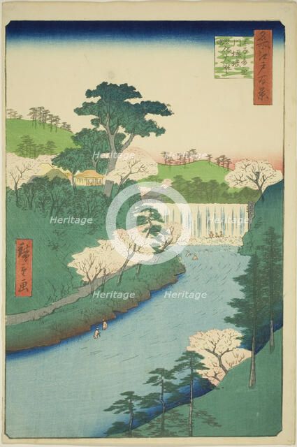 The Dam on the Otonashi River at Oji, Commonly Called "The Great Waterfall" (Oji Otonashig..., 1857. Creator: Ando Hiroshige.