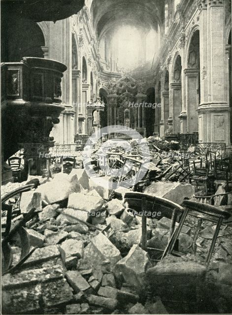 'The Damage Done to Cambrai Cathedral', (1919).  Creator: Unknown.