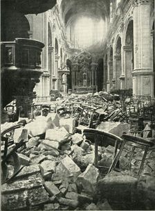The Damage Done to Cambrai Cathedral (1919). Creator: Unknown