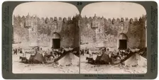 The Damascus gate, the nothern entrance to Jerusalem, Palestine, 1896.Artist: Underwood & Underwood