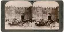 The Damascus gate, the nothern entrance to Jerusalem, Palestine, 1896.Artist: Underwood & Underwood