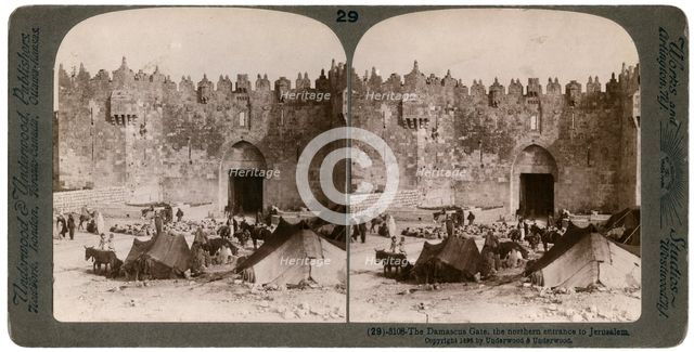 The Damascus gate, the nothern entrance to Jerusalem, Palestine, 1896.Artist: Underwood & Underwood