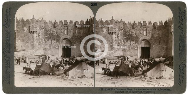 The Damascus gate, the nothern entrance to Jerusalem, Palestine, 1896.Artist: Underwood & Underwood