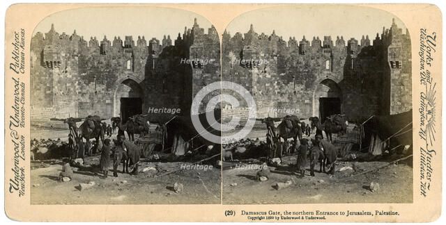 The Damascus gate, the nothern entrance to Jerusalem, Palestine, 1899.Artist: Underwood & Underwood