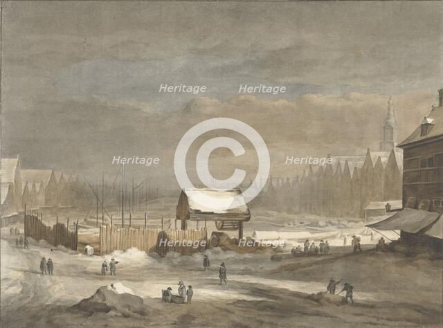 The Damrak in winter, 1735-1807. Creator: Hendrik Pothoven.