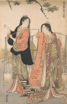 The Dance of the Beach Maidens from the series Brocade of the East, ca. 1770. Creator: Torii Kiyonaga
