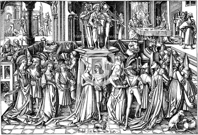 The Dance at the Court of Herod, c. 1500. Artist: Meckenem, Israhel van, the Younger (ca 1440-1503)