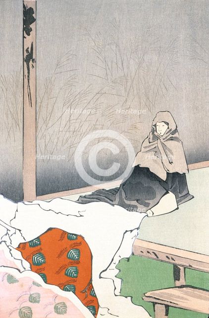 The Dancer Hotoke Gozen at Gioji (image 3 of 3), published in 1897. Creator: Kobayashi Kiyochika.