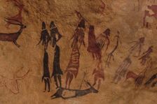 The dancers of Cogul. Cave painting from the Roca de los Moros (Roca dels Moros)
