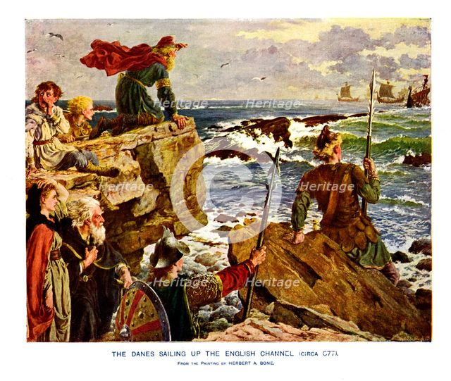 The Danes Sailing up the English Channel, c877 AD, (19th century). Artist: Unknown