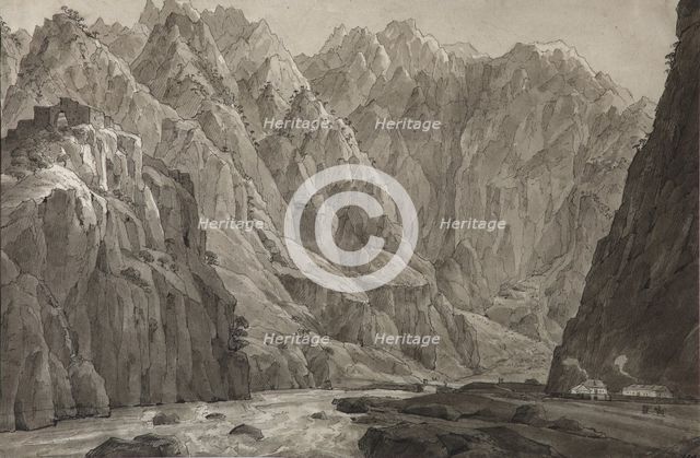 The Darial Gorge, 1830. Artist: Chernetsov, Nikanor Grigoryevich (1805-1879)