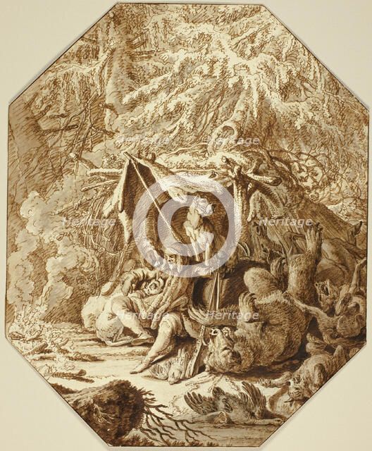 The Daring Hunter, Enduring in Winter, n.d. Creator: Johann Elias Ridinger.
