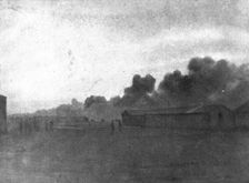 The Dark Hours of Italy; Fire in aviation hangars, October 25, before the arrival.., 1917. Creator: Unknown