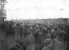 The Dark Hours of Italy; Influx of troops to an evacuation station, 1917. Creator: Unknown