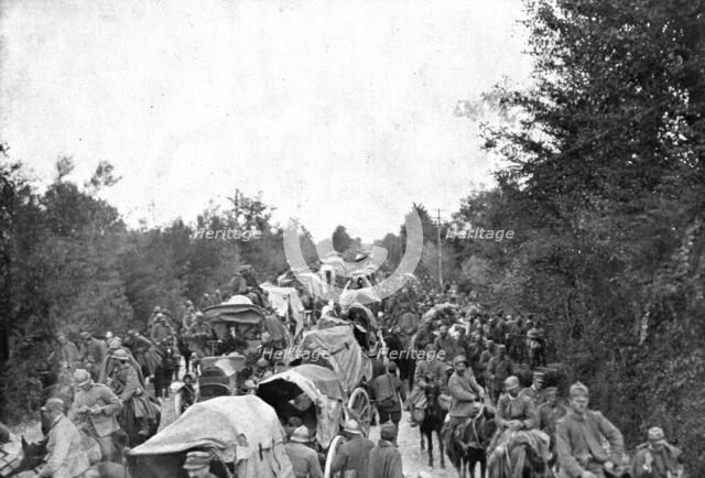 The Dark Hours of Italy; On the roads of the Lower Isonzo, the 3rd Italian army..., 1917. Creator: Unknown.