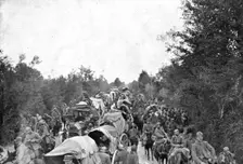 The Dark Hours of Italy; On the roads of the Lower Isonzo, the 3rd Italian army..., 1917. Creator: Unknown
