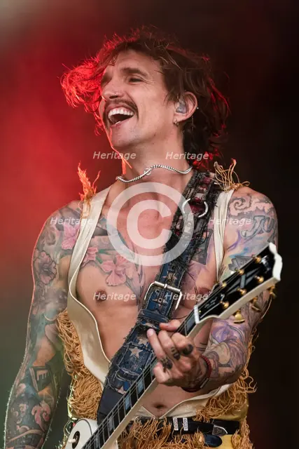 The Darkness live at the Cornbury Music Festival, Great Tew Park, Oxfordshire, Jul 2022. Creator: Annapaola Marchesani.